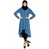 Modest Kurti with potli buttons neck design- French Blue Modest Kurti with potli buttons neck design- French Blue
